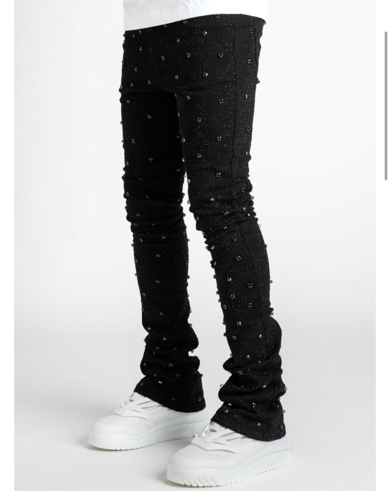Guapi rhinestone black stacked jeans