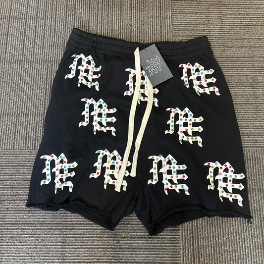 Mixed emotion rhinestone shorts