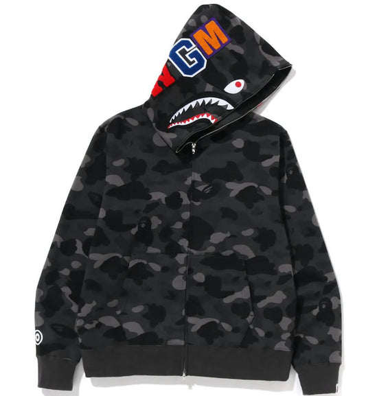 Bape Shark Full Zip Grey Camo Hoodie