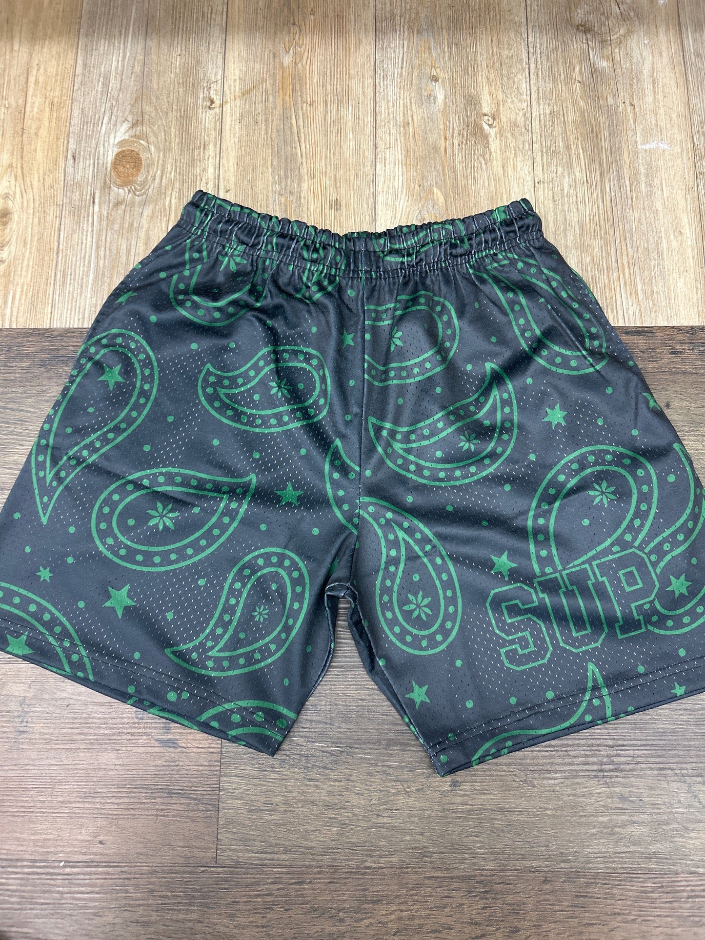 Sup Black & Green Bandana Shorts