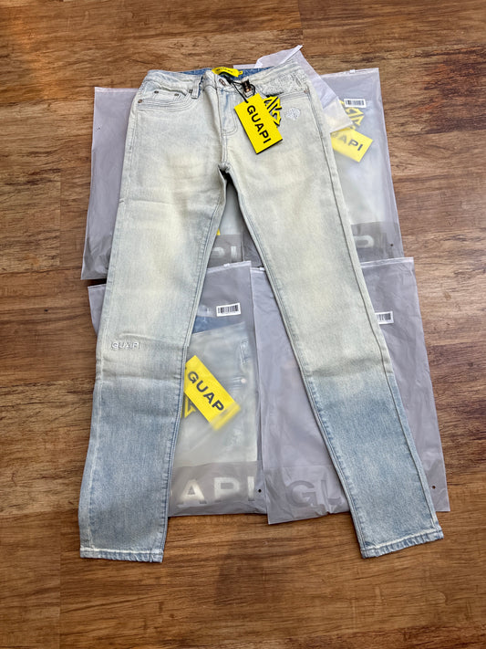 Guapi  Faded Light Blue Wash Denim Jeans