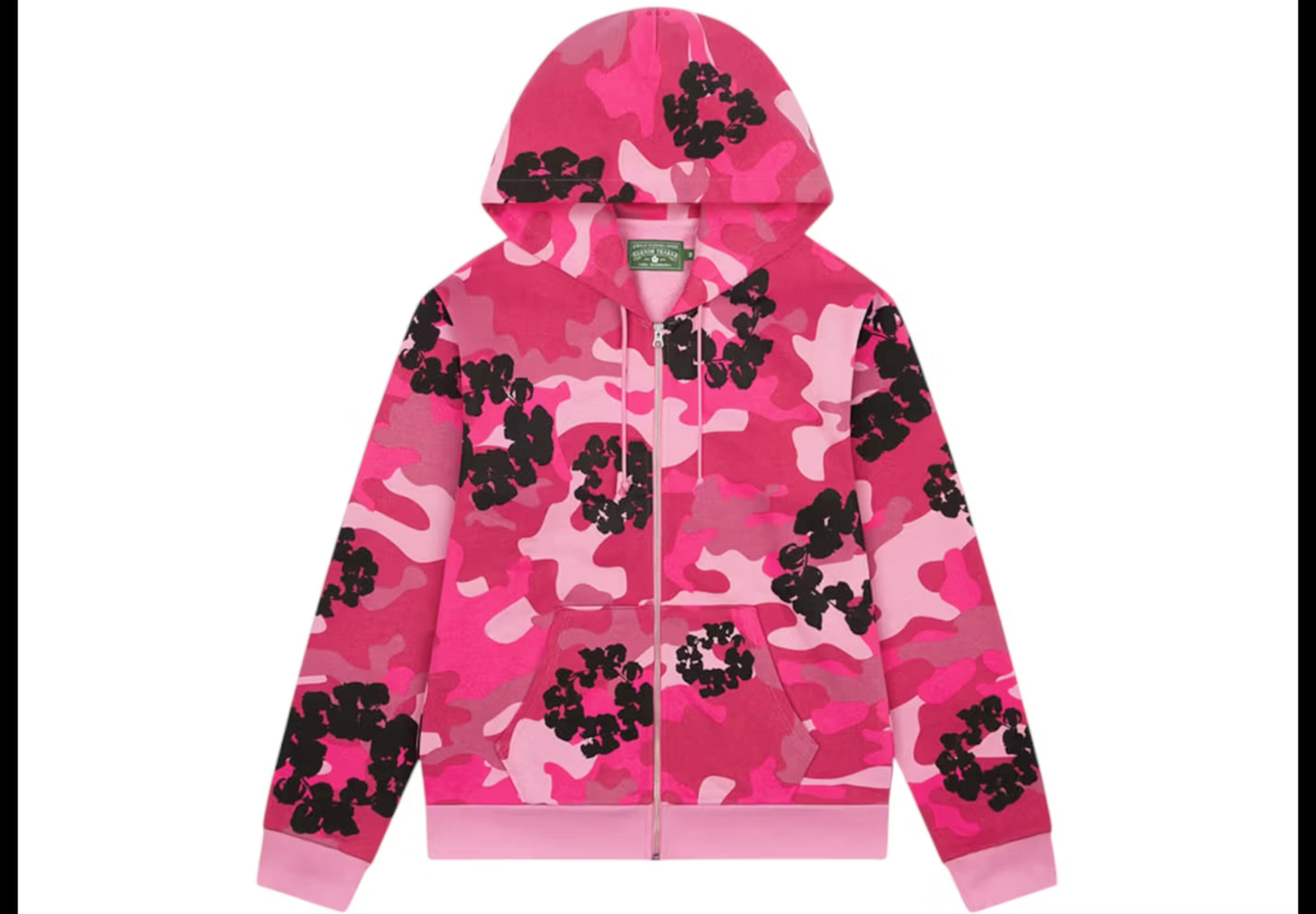 Denim tears pink camo the cotton wreath zip sweatshirt