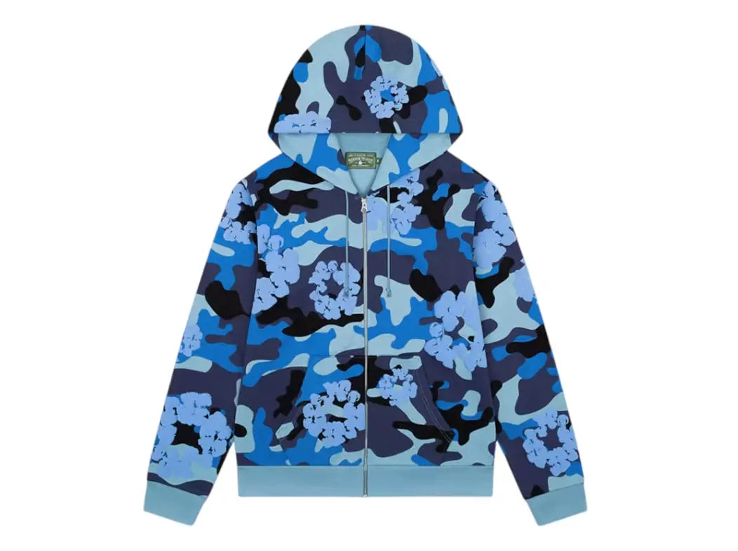 Denim tears blue camo the cotton wreath zip sweatshirt