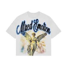 Mixed Emotion #4 white rhinestone angel Tee