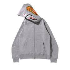 Bape Gray Shark Full Zip Hoodie