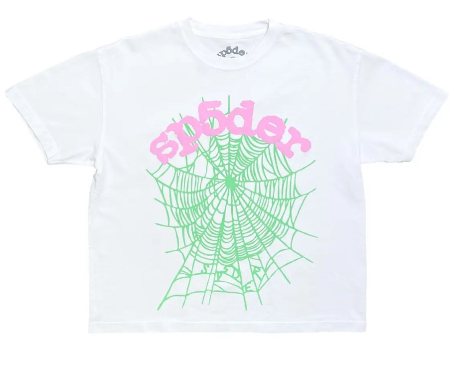 Sp5der White Green Pink OG Web Tee