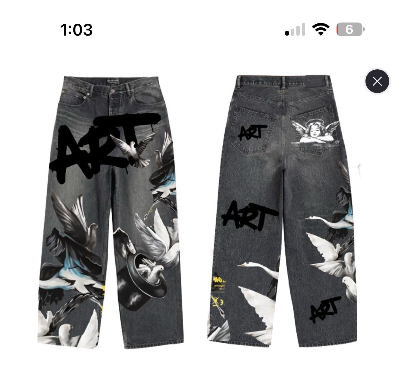 RMRJNZ GRAFFITI Baggy denim art dark washed jeans