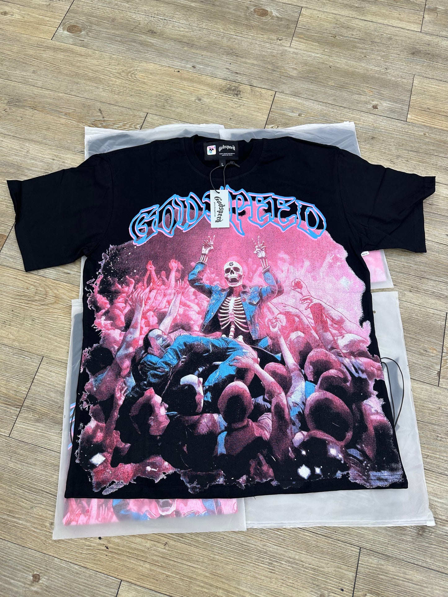 God Speed Black Pink Crowd Surfing Tee
