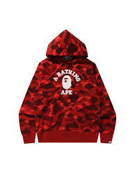 Bape College Pullover Red Hoodie