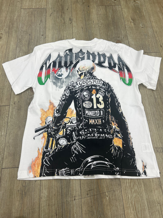 God Speed White Ghost Rider Tee