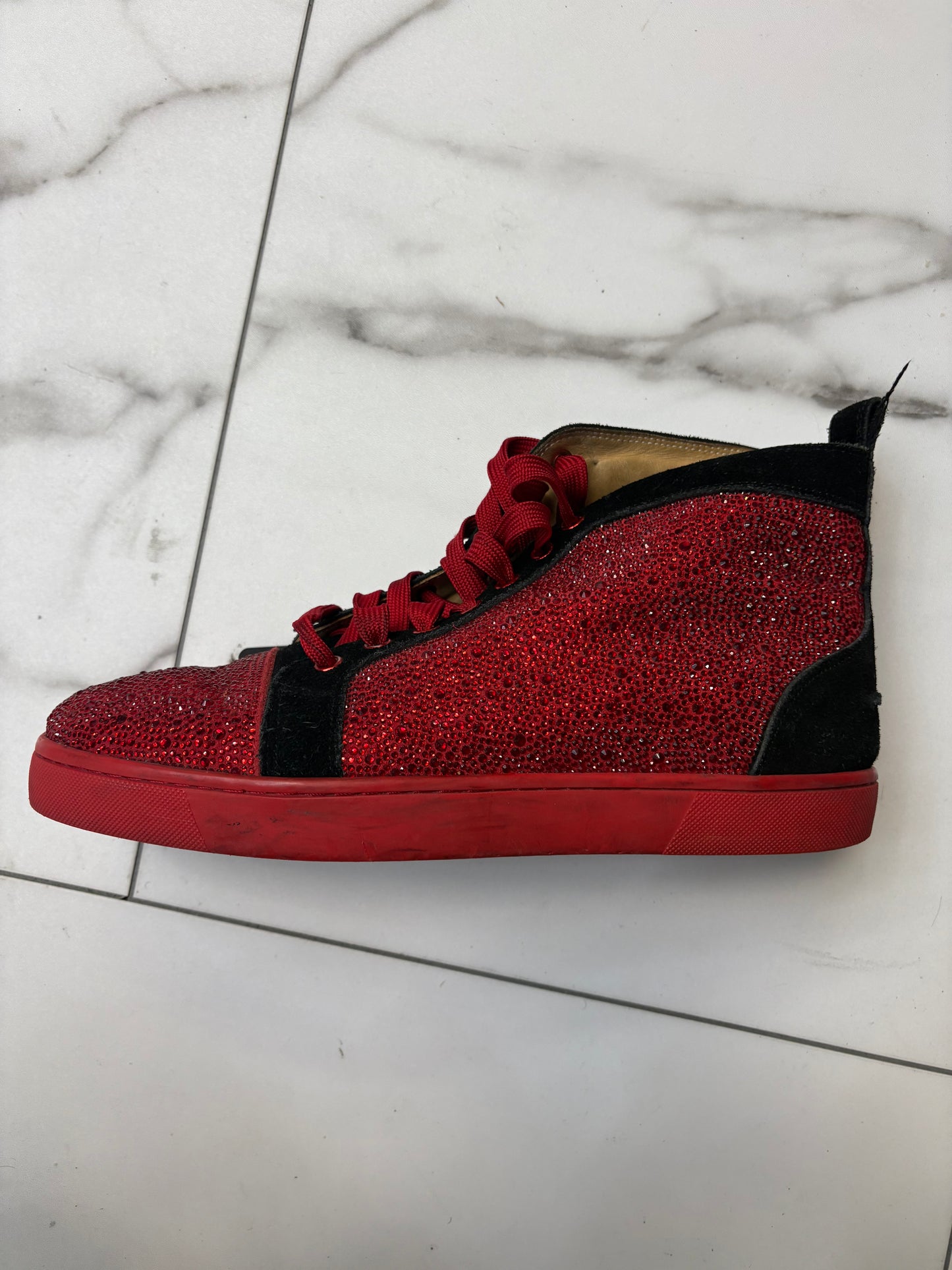 Christian Loubatin red glitter high top