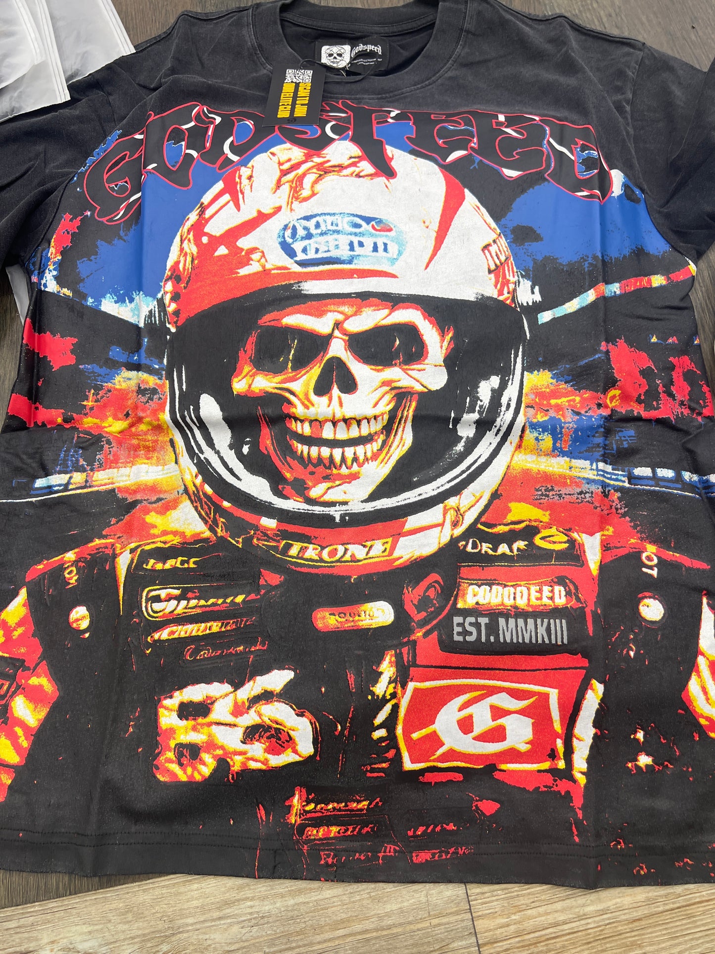 God speed black fire racer tee