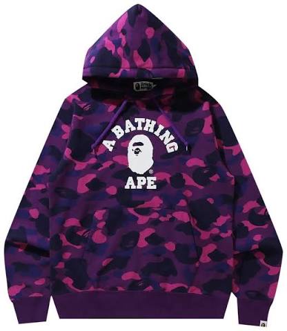 Bape College Pullover Purple Hoodie