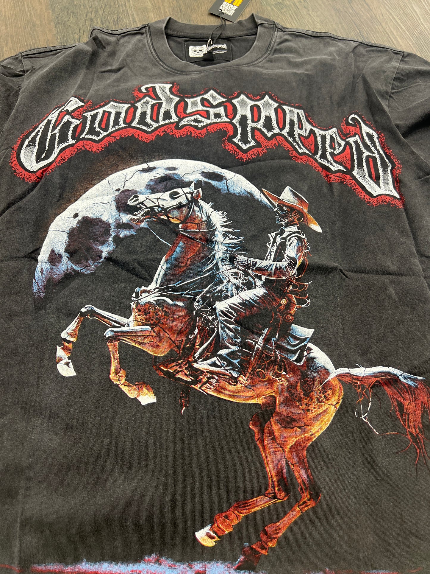 God speed black cowboy moon tee