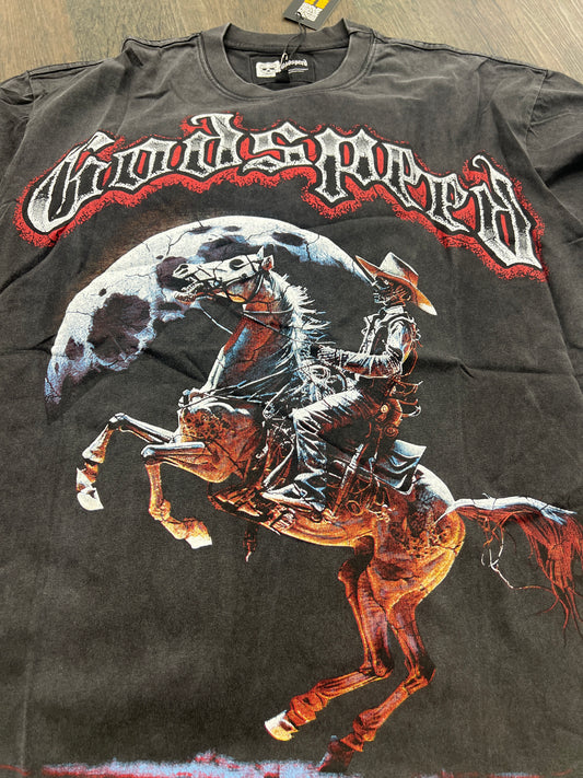 God speed black cowboy moon tee