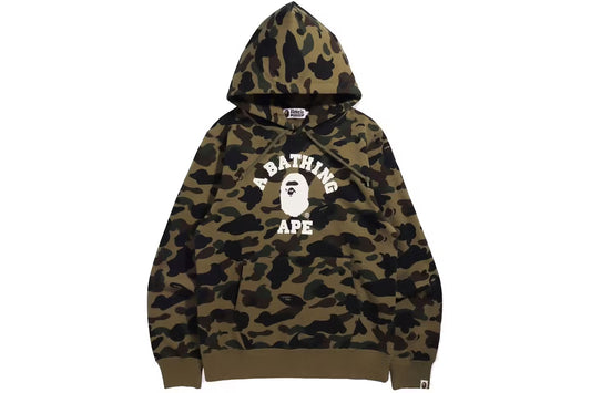 Bape College Green Camo Pullover Hoodie