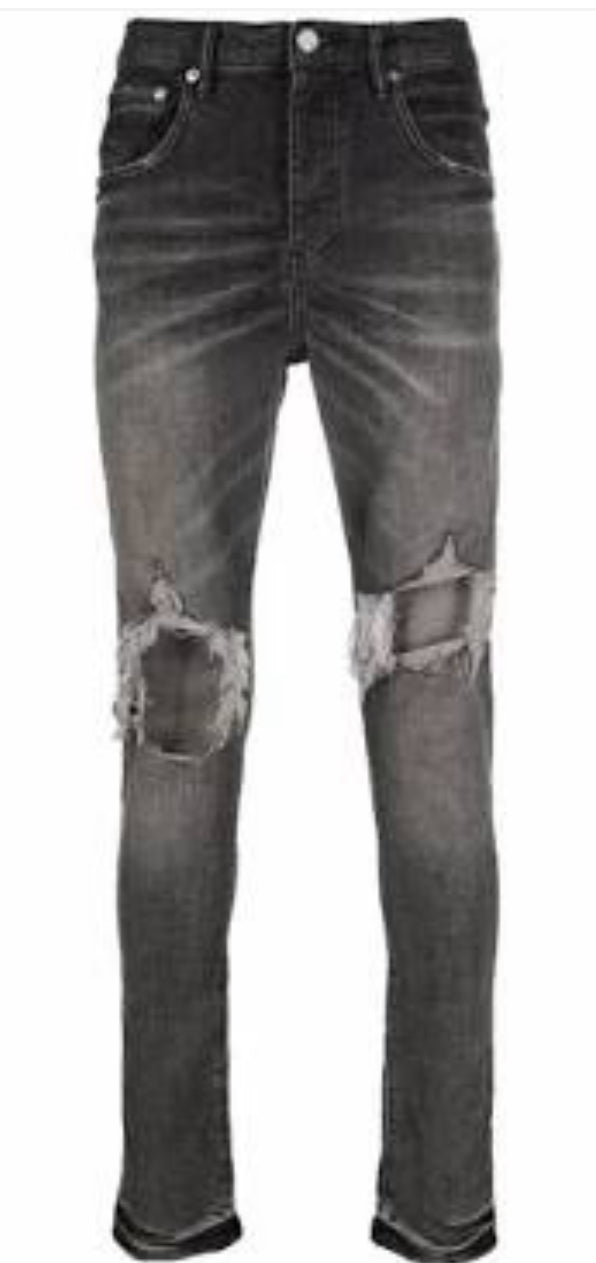 Grey Dirty Blowout Purple Jeans