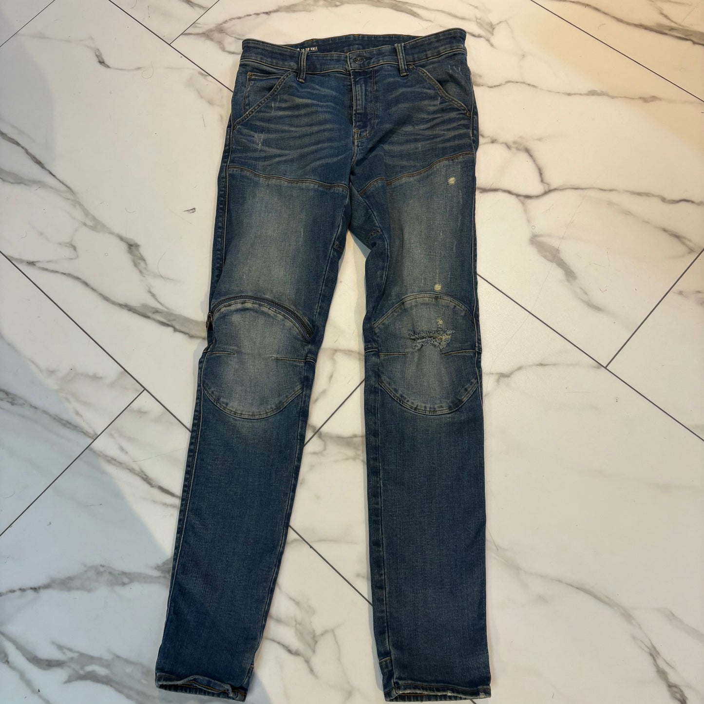 Blue Denim Gstar w Knee Zippers