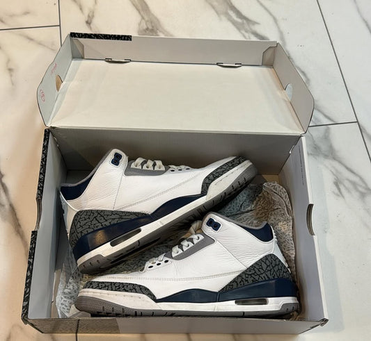 Jordan 3 Midnight Navy used with box