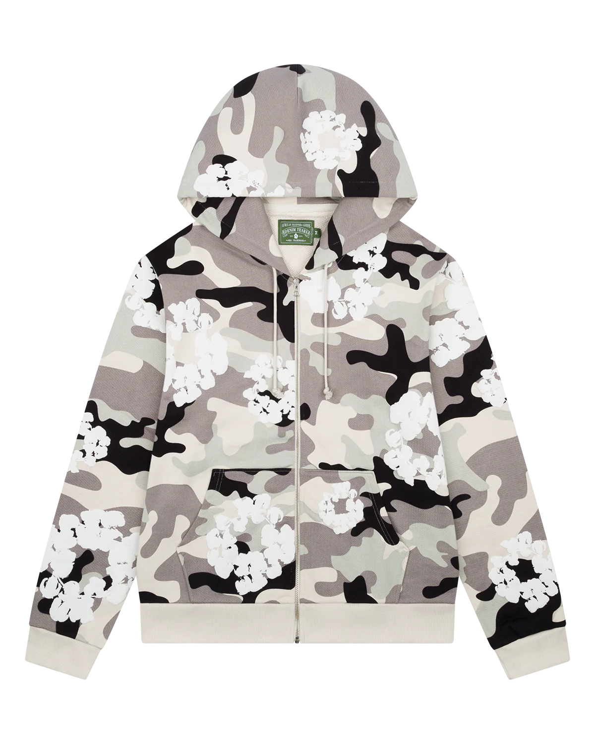 Denim tears white  camo the cotton wreath zip sweatshirt