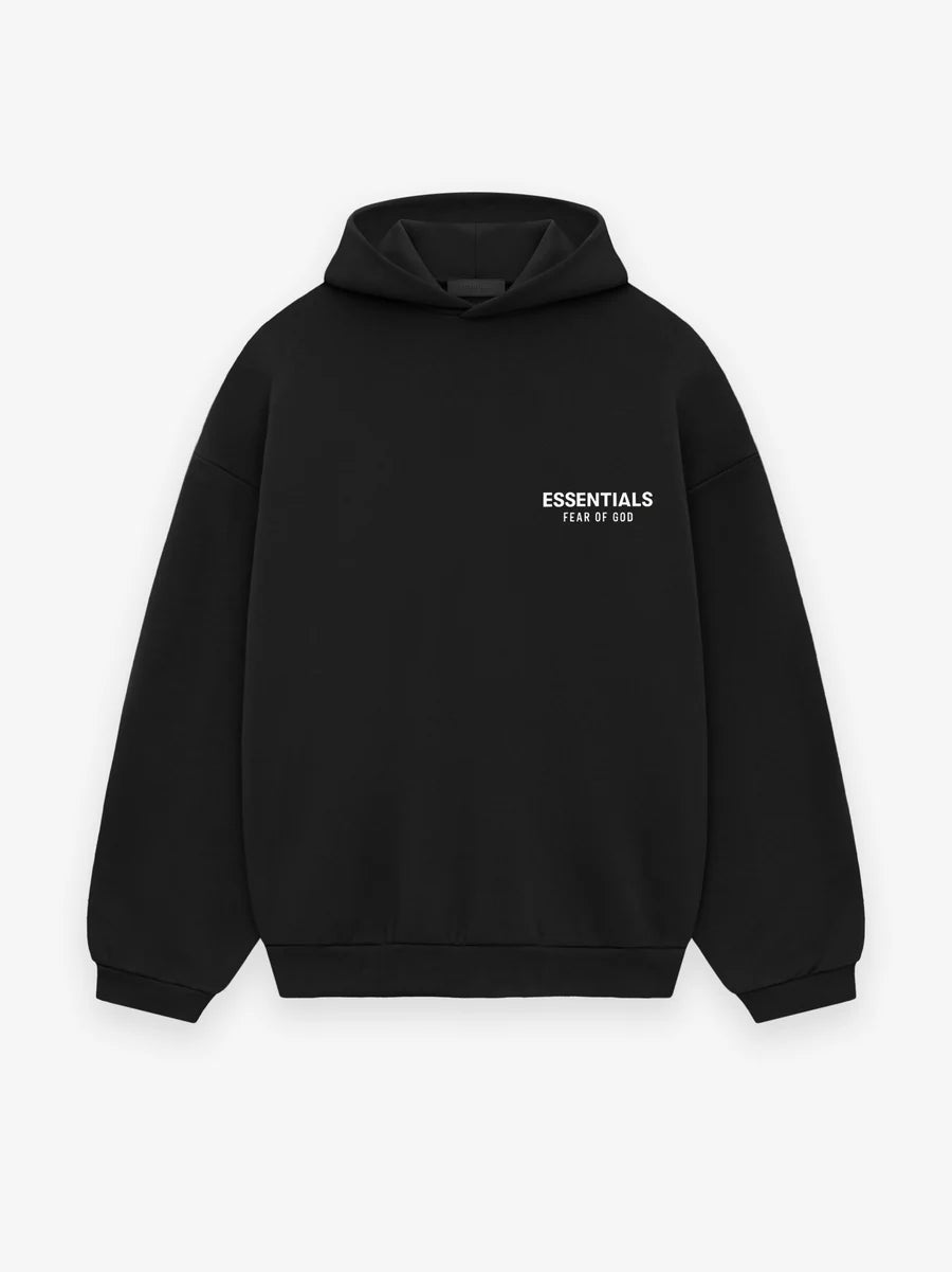 Essential fleece black white hoodie