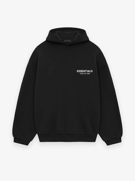 Essential fleece black white hoodie