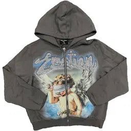 Mixed Emotion Grey “Rhinestone” Zip Up