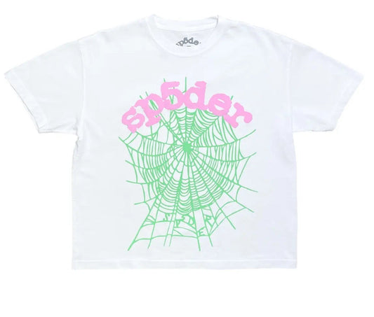 Sp5der White Green Pink OG Web Tee