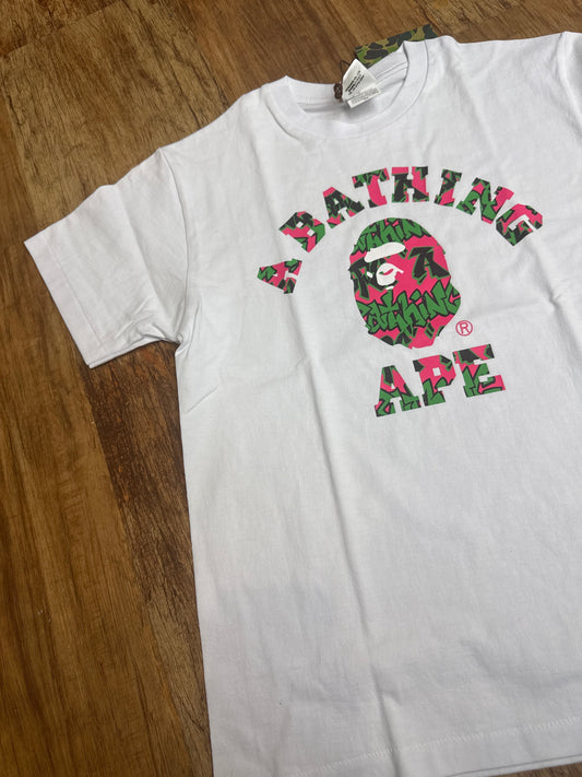 Bape White Grafiti Pink Tee