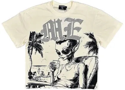 MIXED EMOTION BEACH RHINESTONE TEE CREAM