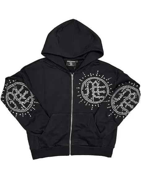 Mixed Emotion Black Eclipse
Rhinestone Zip Up