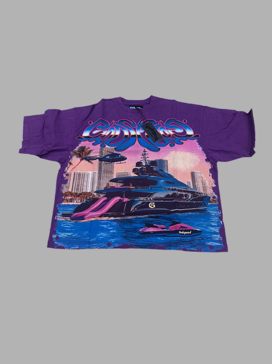 God speed purple yacht party tee
